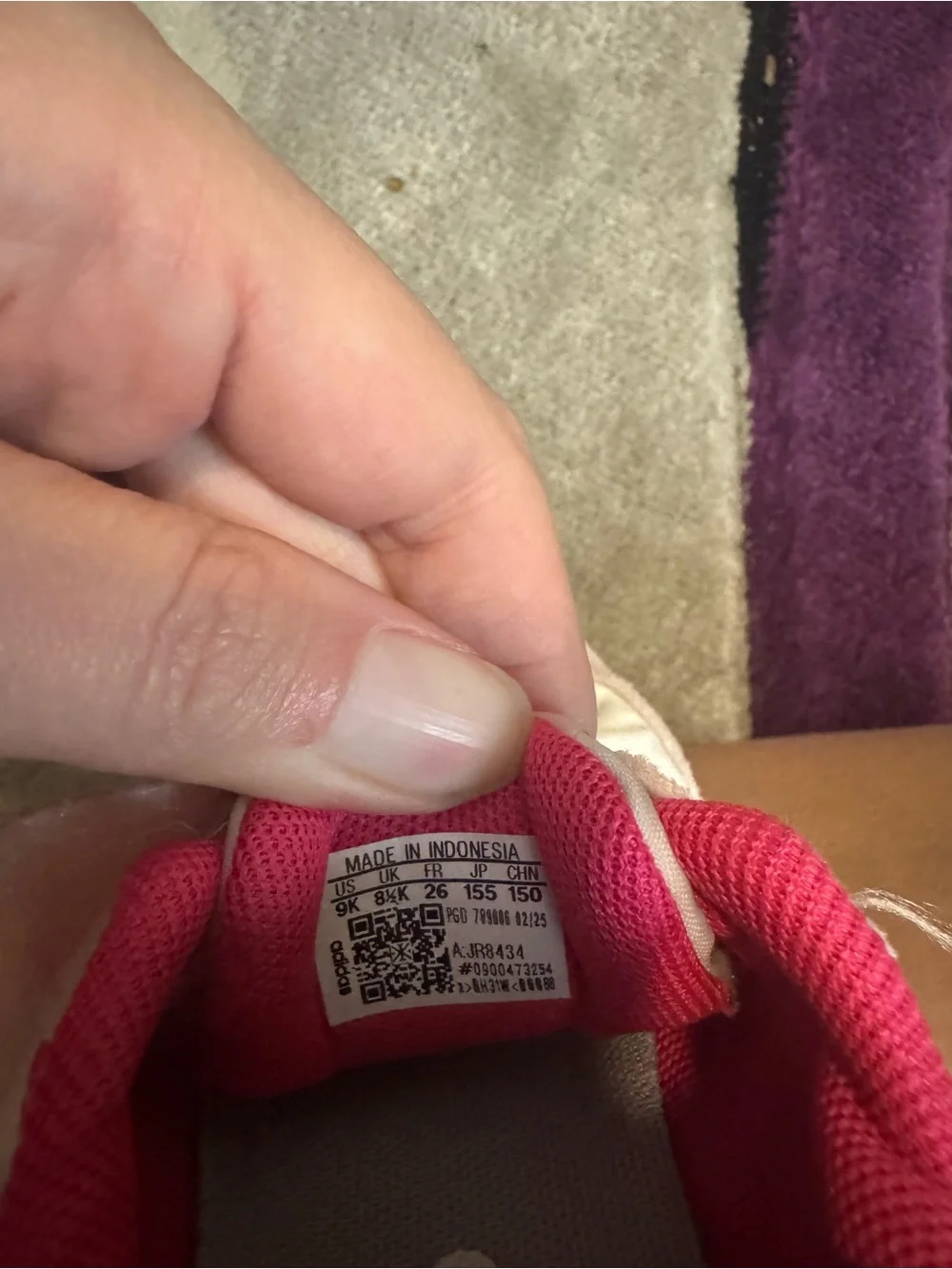 adidas Pink, White and Hot Pink Kids Sneakers with Hook-and-Loop Strap